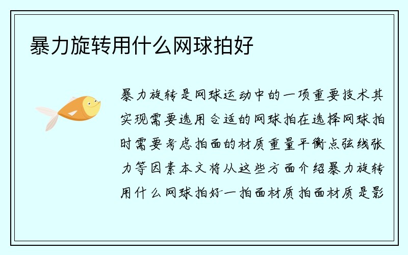 暴力旋转用什么网球拍好