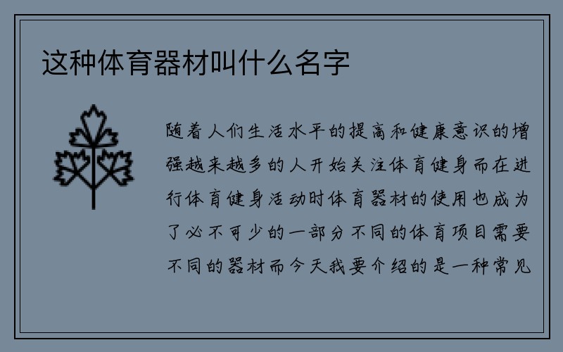 这种体育器材叫什么名字