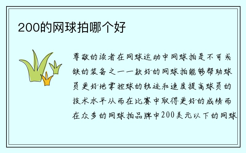 200的网球拍哪个好