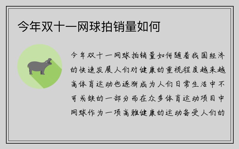 今年双十一网球拍销量如何